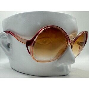 New 1970s Vintage Oversize Sunglasses | NOS Round Drop Temple Style Pink Plastic